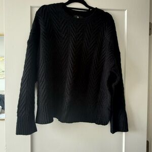 Banana Republic Black Cable-Knit Crewneck Sweater